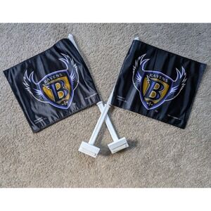 Vintage Baltimore Ravens‎ Car Flags Original Logo 90s NFL Double Sided Set of 2